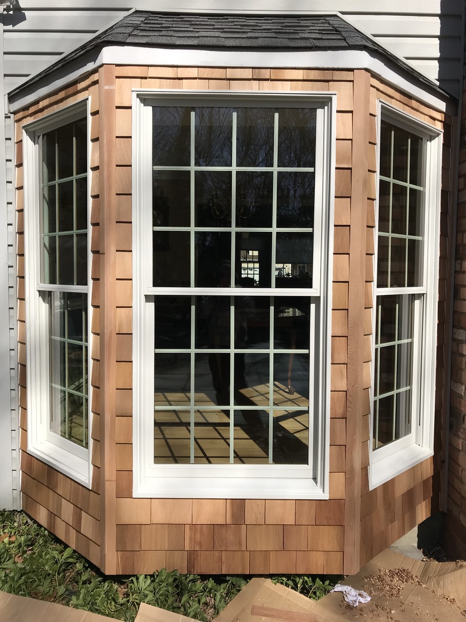 Cedar shake siding installation on a home — Old Town Renovations, Long Island, NY